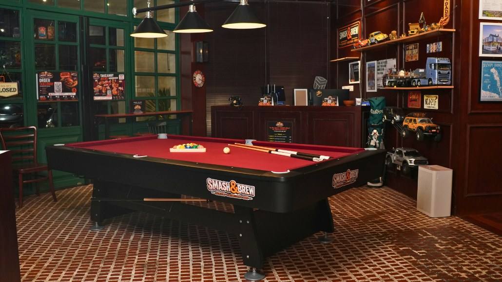 The private back room with its own pool table